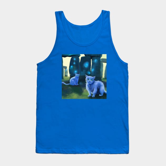 Magical Blue Cats Infest Stonehenge Tank Top by Star Scrunch